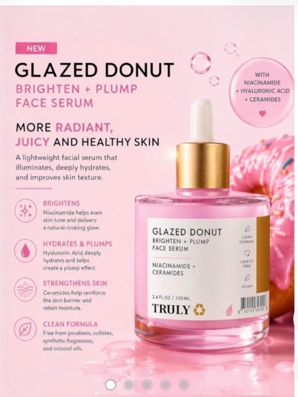 TRULY Glazed Donut Brighten + Plump Face Serum -100ml